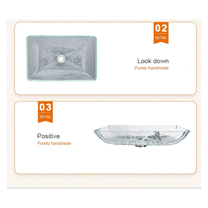 Modern Design Bathroom Arts Stripe Transparent Glass Wash Basin For Home Hotel